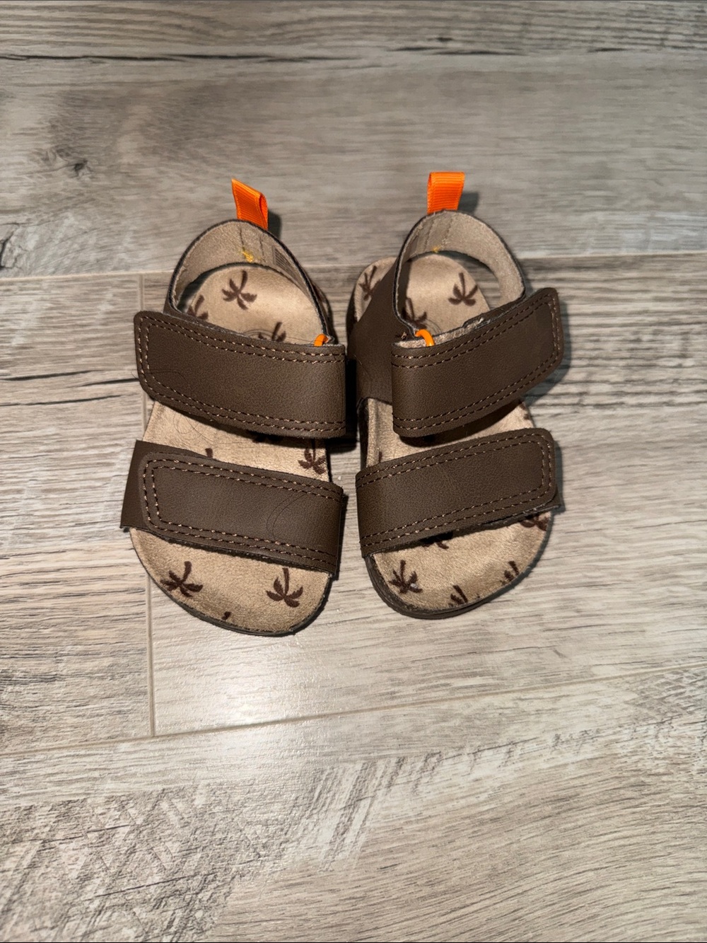 wonder nation Brown Sandals with Orange Pull Tab
